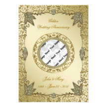 50th Wedding Anniversary Photo Invitation Card