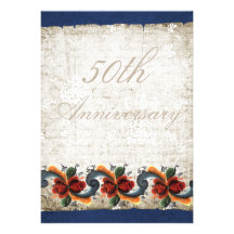 50th Wedding Anniversary - Rosemaling Personalized Announcements