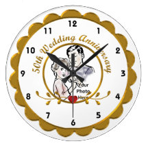 50th  Wedding Anniversary Wall Clock