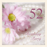 52nd Birthday party invitation with daisies invitations