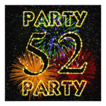 52nd birthday party invitation with fireworks