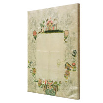 53:Mirror frame, unfinished embroidery in coloured canvas prints