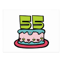 55 Year Old Birthday Cake Post Cards
