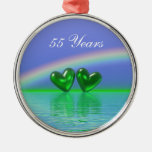 55th Anniversary Emerald Hearts Christmas Ornament