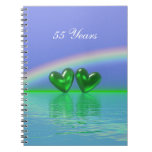 55th Anniversary Emerald Hearts Spiral Notebooks