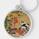 5. 向日葵雄鶏図, 若冲 Sunflower and Rooster, Jakuchū Keychain