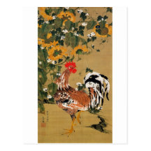 5. 向日葵雄鶏図, 若冲 Sunflower and Rooster, Jakuchū Post Cards