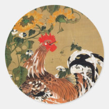 5. 向日葵雄鶏図, tournesol de 若冲 et coq, Jakuchū Adhésifs