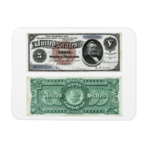 $5 Banknote Silver Certificate Series 1886 Rectangle Magnet