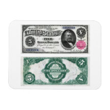 $5 Banknote Silver Certificate Series 1891 Rectangular Magnets