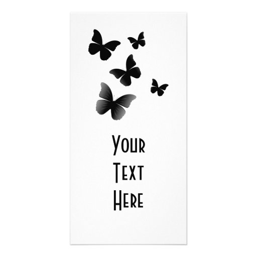 5 Black Butterflies Customized Photo Card
