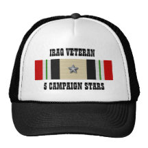 5 CAMPAIGN STARS / HAT / IRAQ VETERAN