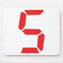 5 five  red alarm clock digital number mouse mats