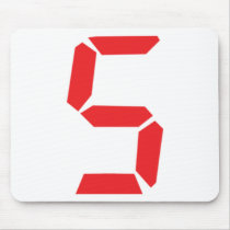 5 five  red alarm clock digital number mouse mats