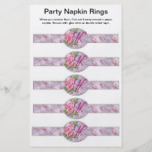 5 per sheet Birthday or Wedding Paper Napkin Rings Flyers