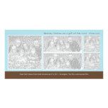 5 Photo Blue and Brown Montage Birth Annoucement photo cards