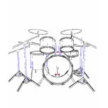 5 Piece Drum Kit: Marker Drawing: t-shirts