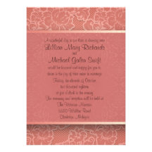 5" x 7"  Pink Floral Flower Wedding Invitation