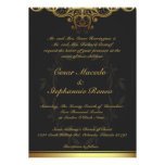 5 x 7 Wedding Invitation Gold and Black Damask
