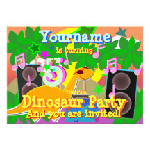 5ème Le dinosaure frais DJ d'anniversaire Party Invitation Personnalisable