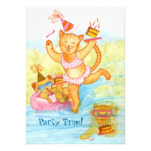 5ème réception au bord de la piscine d'anniversair faire-part