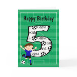 5th Birthday Blue and Black Soccer Goal Card