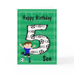 5th Birthday Blue and Black Soccer Goal Card