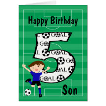 5th Birthday Blue and Black Soccer Goal Card