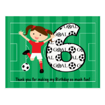 5th Birthday Blue and Black Soccer Goal Postcard