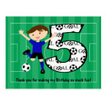 5th Birthday Blue and Black Soccer Goal Postcard