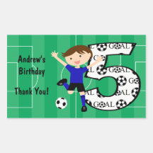 5th Birthday Blue and Black Soccer Goal Stickers