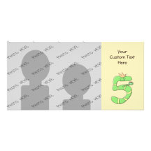 5th Birthday Cartoon, green. Picture Card