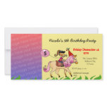 5th birthday girl party invitations (pink pony) photo card template