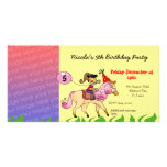 5th birthday girl party invitations (pink pony) photo card template