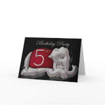 5th Birthday Party Invitation, with elephant Card