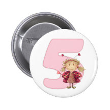 5th birthday pinbadge , ladybird fairy pinbadge