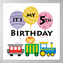 5th Birthday Train Birthday Posters