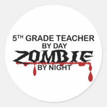 5th Grade Zombie Round Stickers
