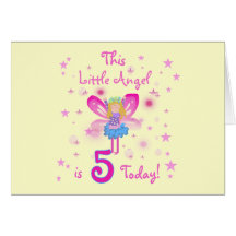 5th Little Angel Birthday Tshirts and Gifts Greeting Card