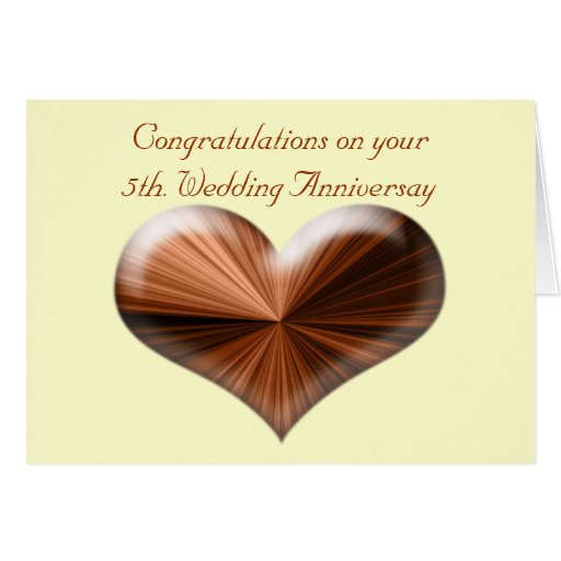5th. Wedding Anniversary Greeting Card with verse Zazzle