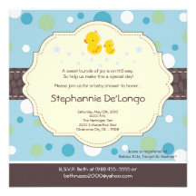 5x5 Boy Rubber Duck Duckie Baby Shower Invitation