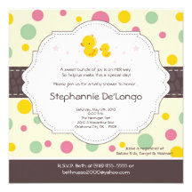 5x5 Girl Rubber Duck Duckie Baby Shower Invitation