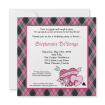 5x5 Punk EMO Rock Argyle Birthday Party Invitation