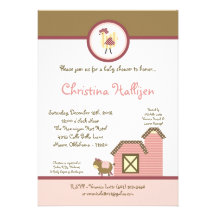 5x7 Abby's Farm Girl Barn Baby Shower Invitation