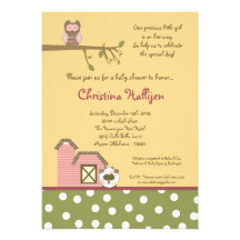 5x7 Abby's Farm Pink Barn Baby Shower Invitation