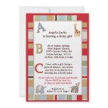 5x7 ABC Alphabet Soup Striped Baby Shower Personalized Announcements
