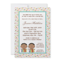 5x7 African American TWINS Baby Shower Invitation