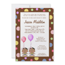 5x7 African American TWINS Baby Shower Invitation