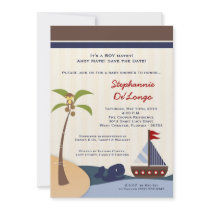 5x7 Ahoy Mate Sailboat Whal Baby Shower Invitation