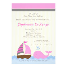 5x7 AhoyNautical Whale Boat Baby Shower Invitation